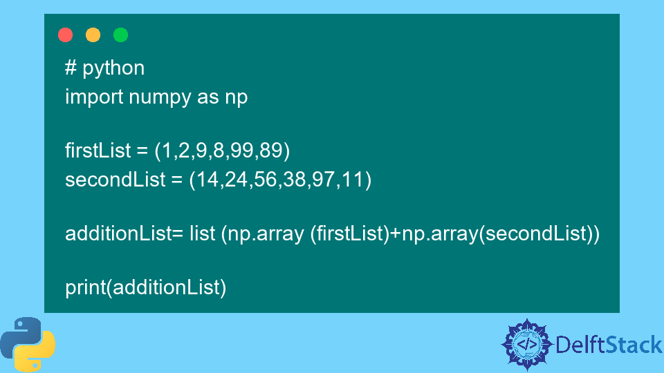 Add Two Lists Python Element Wise